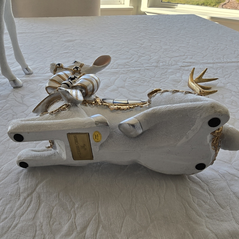 Set of Mckenzie Childs Courtly Check White Bow Deer. Holiday Gorgeous! - Picture 8 of 16
